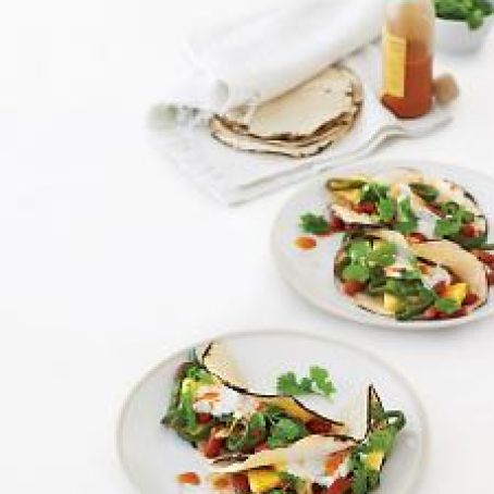 Pepper, Pineapple, and Bean Breakfast Tacos