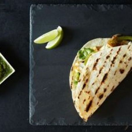 Fish Tacos + Grilled Tomatillo and Pineapple Salsa