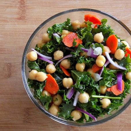 Raw Kale & Garbanzo Salad with Spicy Citrus Vinaigrette