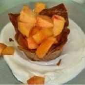 Cinnamon Sugar Phyllo Cups with Peaches, Toasted Almonds and Vanilla Yogurt