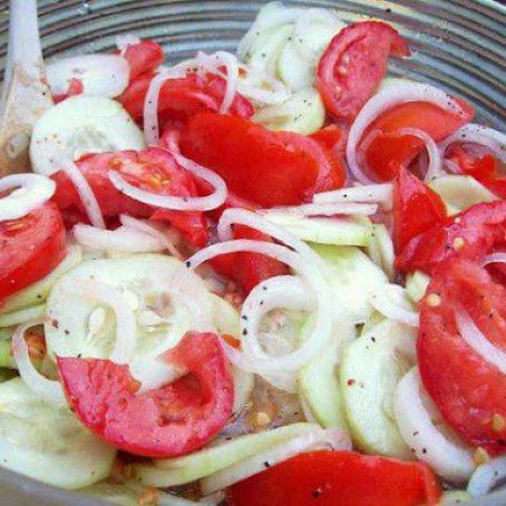 Marinated Cucumbers, Onions, and Tomatoes