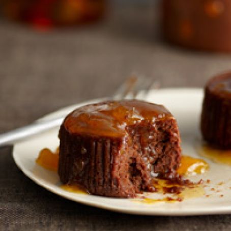 Warm Chocolate Cakes with Apricot-Cognac Sauce