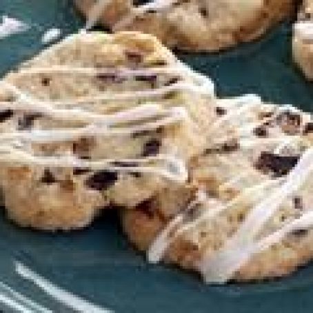 Dried Cherry and Almond Cookies with Vanilla Icing