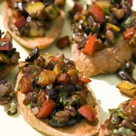 Cocoa Caponata on Crostini
