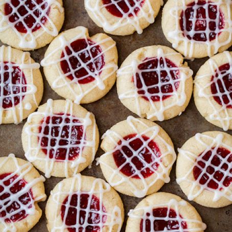 Raspberry Almond Shortbread Thumbprint Cookies