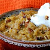 Pumpkin Pie Risotto with Candied Pecans