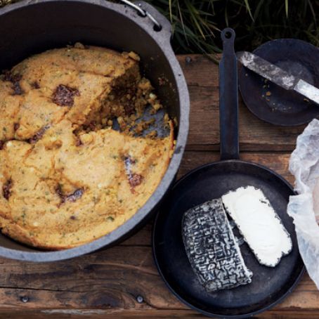 Dutch Oven Cornbread with Fig Jam