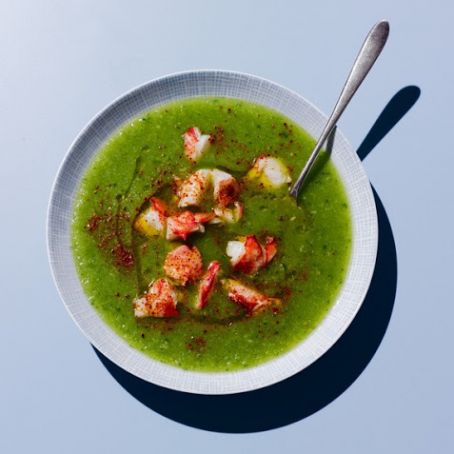 Chilled Lemongrass-Cucumber Soup with Lobster