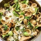 Carbonara Pasta With Charred Brussels Sprouts