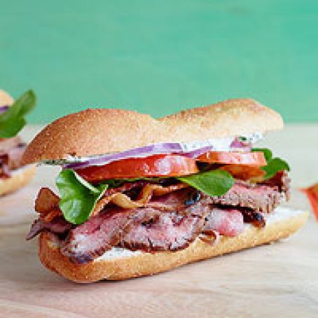 Sliced Steak Club Sub with Horseradish & Herb Sauce