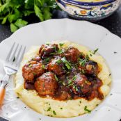 SALISBURY STEAK MEATBALLS WITH GRAVY AND MASHED POTATOES