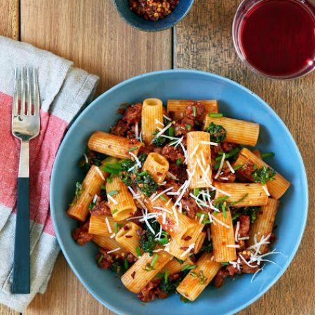 Rigatoni With Italian Sausage & Rapini Red Sauce