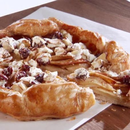 Apple Galette with Goat Cheese, Sour Cherry, and Almond Topping
