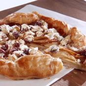 Apple Galette with Goat Cheese, Sour Cherry, and Almond Topping