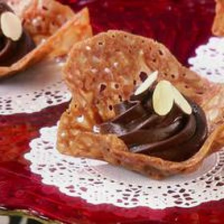Chocolate and Amaretto Mousse in Almond Lace Bowls