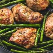 One Pan Garlic and Herb Chicken and Asparagus