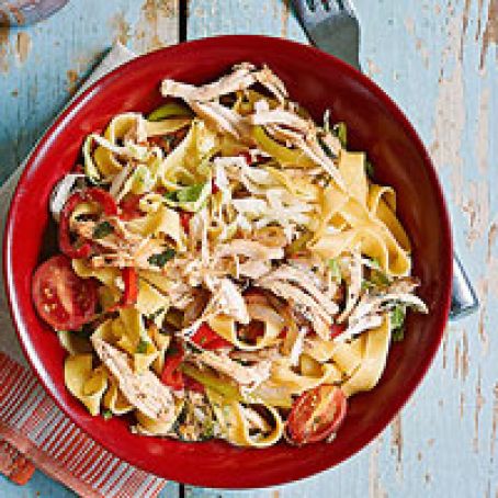 Thai It Chicken Noodles with Lettuce, Chiles and Basil