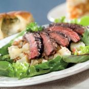 Grilled Steak and Potato Salad With Garlic Cheese Rolls