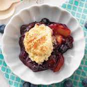 Blueberry-Peach Cobbler made with baking mix