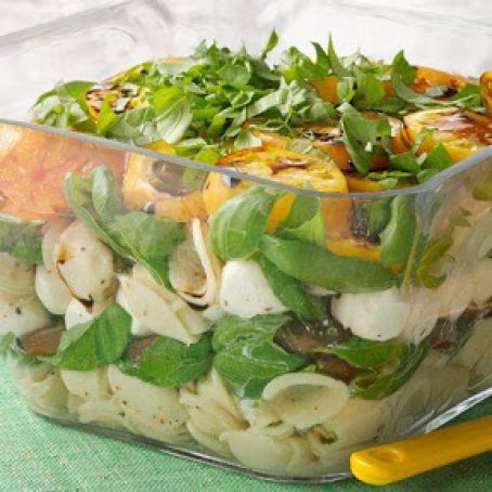 Layered Pasta Caprese Salad
