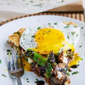 Asparagus Mushroom Galette w/ goat cheese, bacon and balsamic reduction