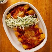 Chicken, Cheese and Mushroom Enchiladas with Sour Cream Slaw