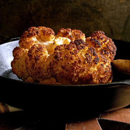 Whole Roasted Cauliflower With Almond-Herb Sauce