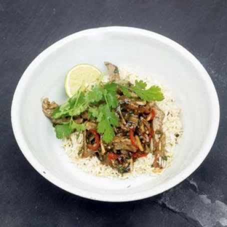 Kinda Jamie Oliver's Sizzling Beef with Scallions and Black Bean Sauce