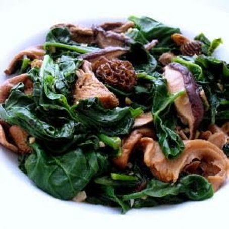 Malabar Spinach And Wild Mushroom Stir-fry