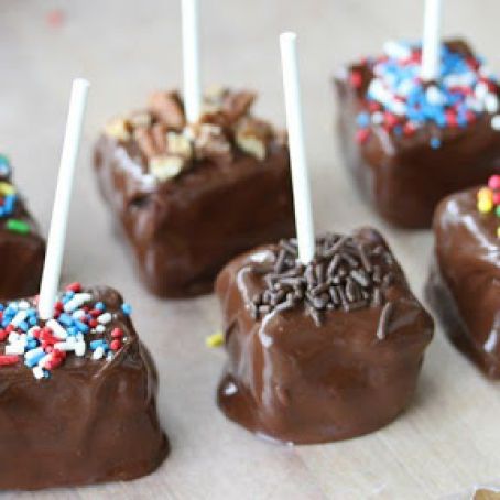 Chocolate Chip Cookie Dough Stuffed Brownie Pops
