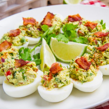 Bacon Guacamole Deviled Eggs