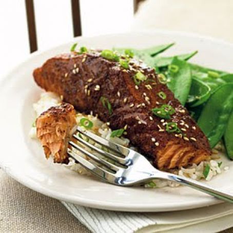 Grilled Salmon with East-West Spice Rub and Orange-Soy Glaze