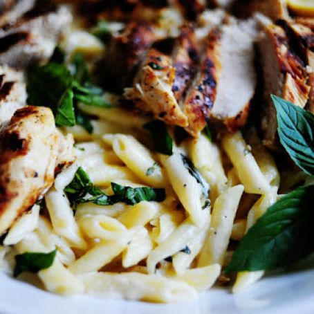 Grilled Chicken with Lemon Basil Pasta