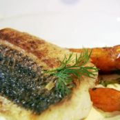 Striped Bass and Preserved Lemon Dressing with Grilled Carrots