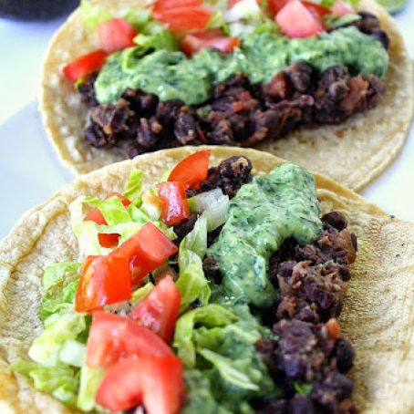 Black Bean Tacos with Avocado Cilantro-Lime Sauce