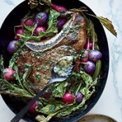 Rib Eye and Radishes in Bagna Cauda Butter