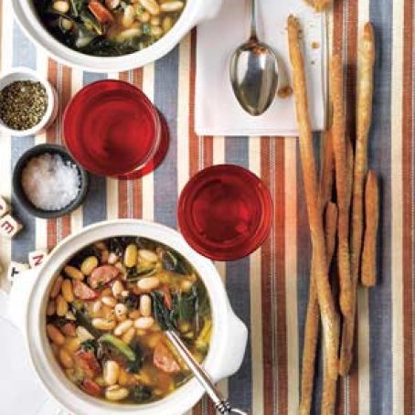 Slow-Cooker White Bean Soup With Andouille and Collards
