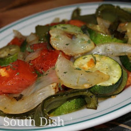 Roasted Zucchini, Onions, Peppers and Tomatoes