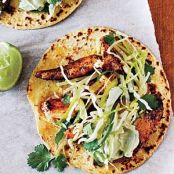 Ancho Chicken Tacos with Cilantro Slaw & Avocado Cream (Cooking Light)