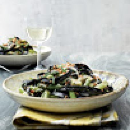 Squid Ink Pasta with Asparagus