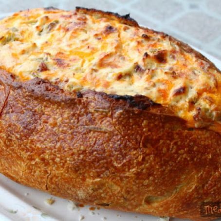 Cheesy Baked Dip in Bread Bowl