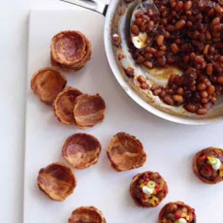 Baked Beans in Bacon Cups