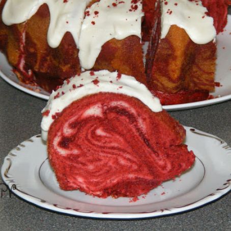 Red Velvet Zebra Bundt Cake