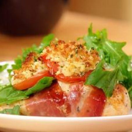 Chicken with Ham and Mozzarella and Broiled Tomatoes