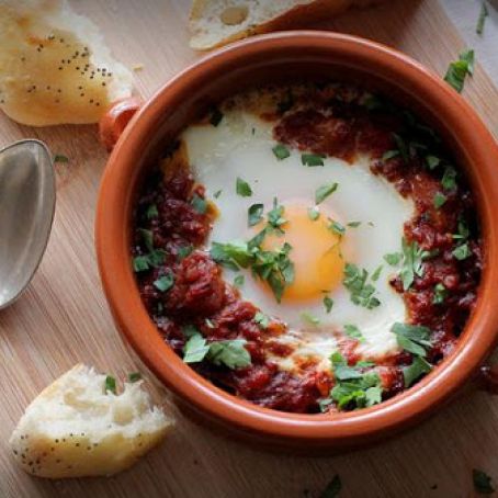 Shakshuka: Eggs Simmered in Spicy Tomatoes
