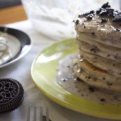 Oreo Pancakes with Cookies & Cream Glaze