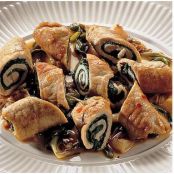 Pork involtini with chard and spring onions