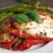 Roasted Red Pepper, Mozzarella and Basil Stuffed Chicken Breast