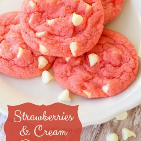 Strawberries & Cream Pudding Cookies