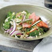 Minty Bulgur Salad With Salmon and Cucumbers Recipe | Real Simple Recipes